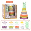 TE06790 niños conejo arco iris apilamiento juego virola juguetes para bebés y niños educación temprana color cognición apilamiento anillo bebé agarrar puzzle juguetes caja de regalo Item Picture